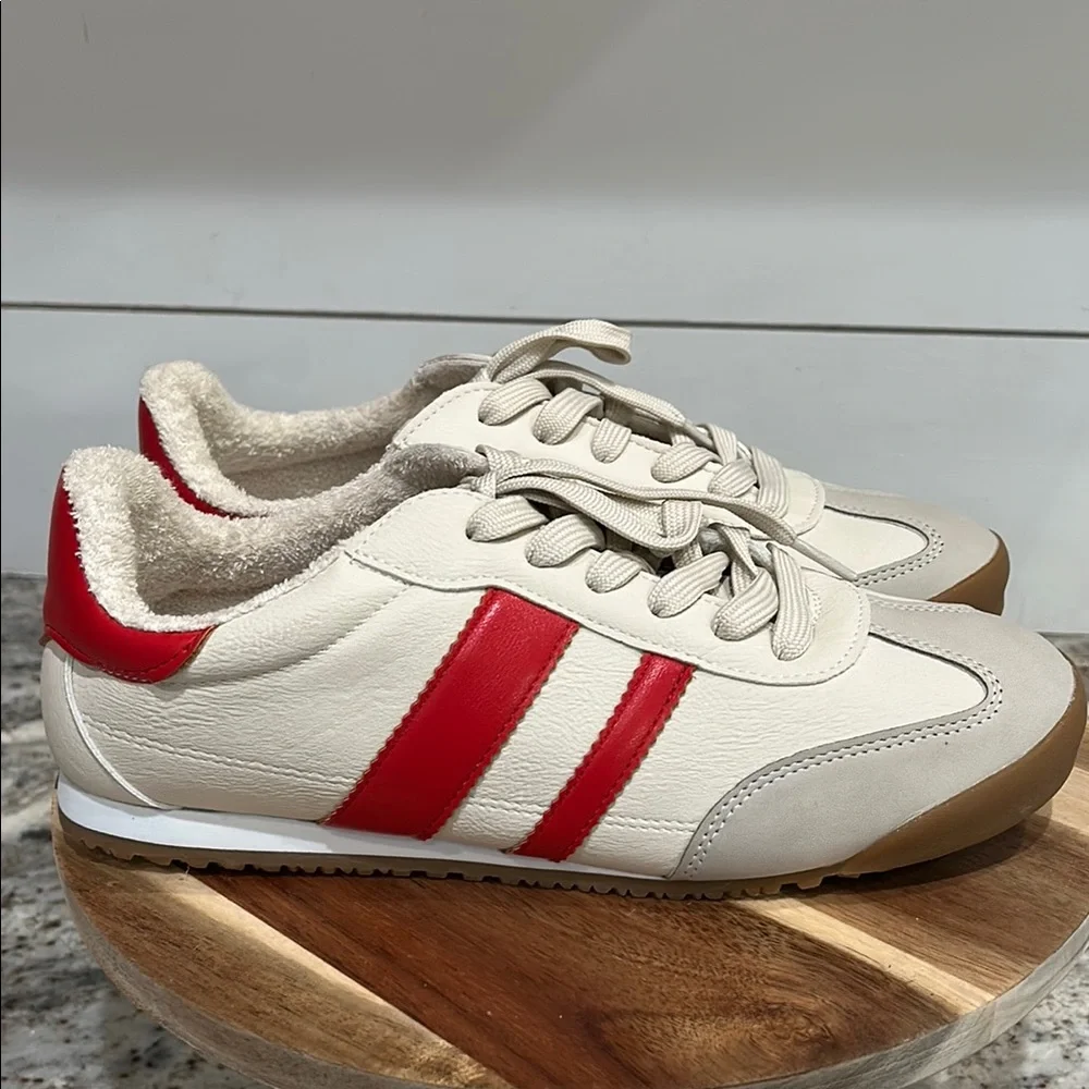 DV by Dolce Vita Red and Cream Vita Rascal T-Toe Sneakers (For Women)‎ Like NEW